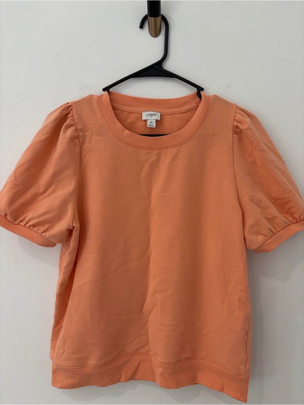 J.Crew Orange Puff Sleeve Top Short Sleeve Blouse Size M